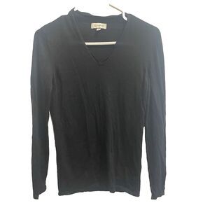 Kinross Women’s M V Neck Sweater Long Sleeve Top Black Classic Pullover Light